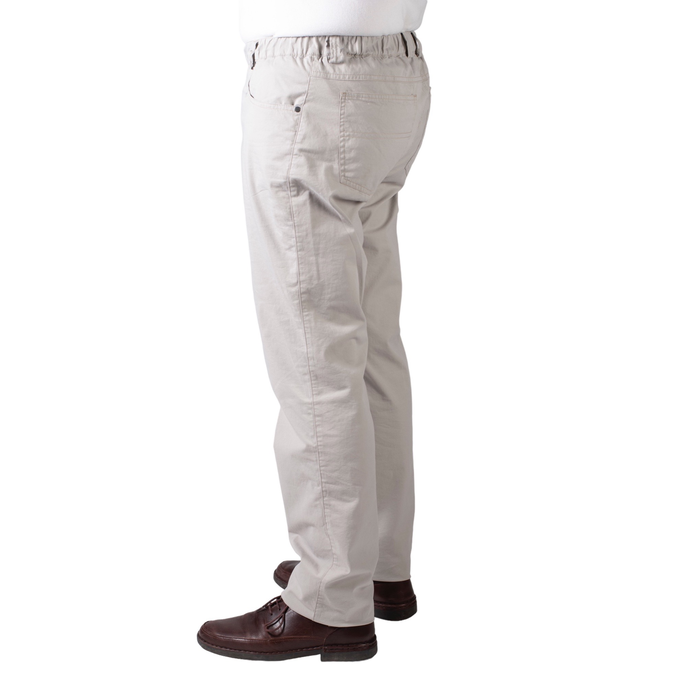 5 pocket pants with elastic - sand color cotton