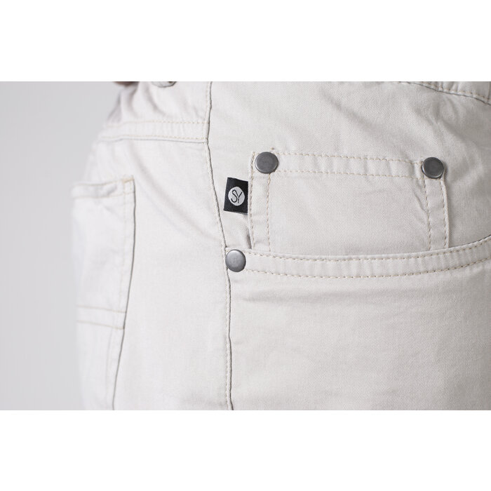 5 pocket pants with elastic - sand color cotton
