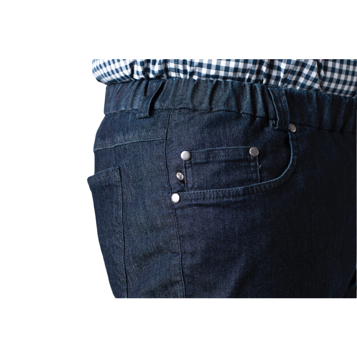 5 pocket broek met elastiek - donkere jeans