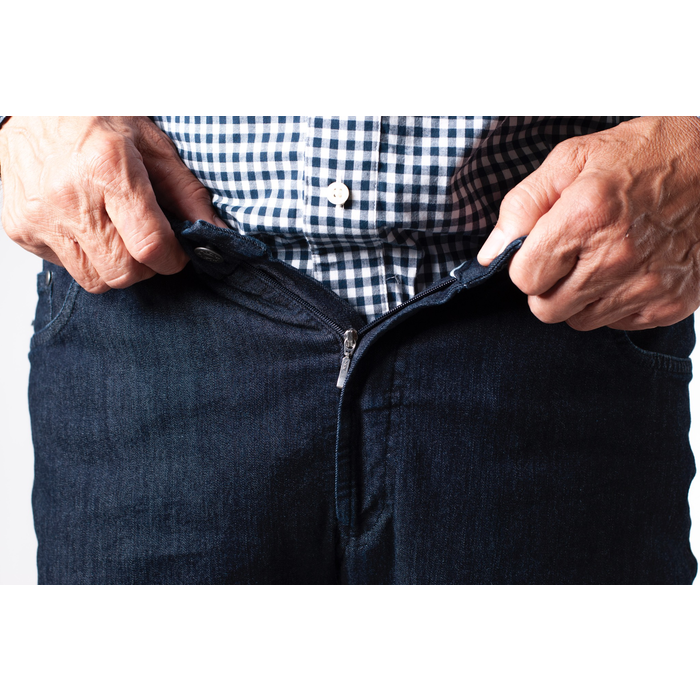 5 pocket broek met elastiek - donkere jeans