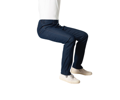Wheelchair trousers with button and deep zipper - dark jeans