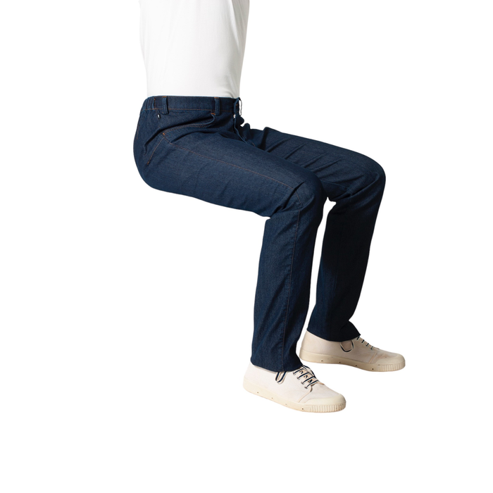 Pantalon pour fauteuil roulant avec bouton et fermeture éclair profonde - jeans foncés