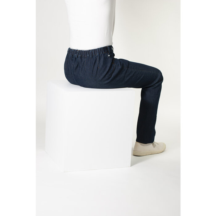Pantalon pour fauteuil roulant avec bouton et fermeture éclair profonde - jeans foncés