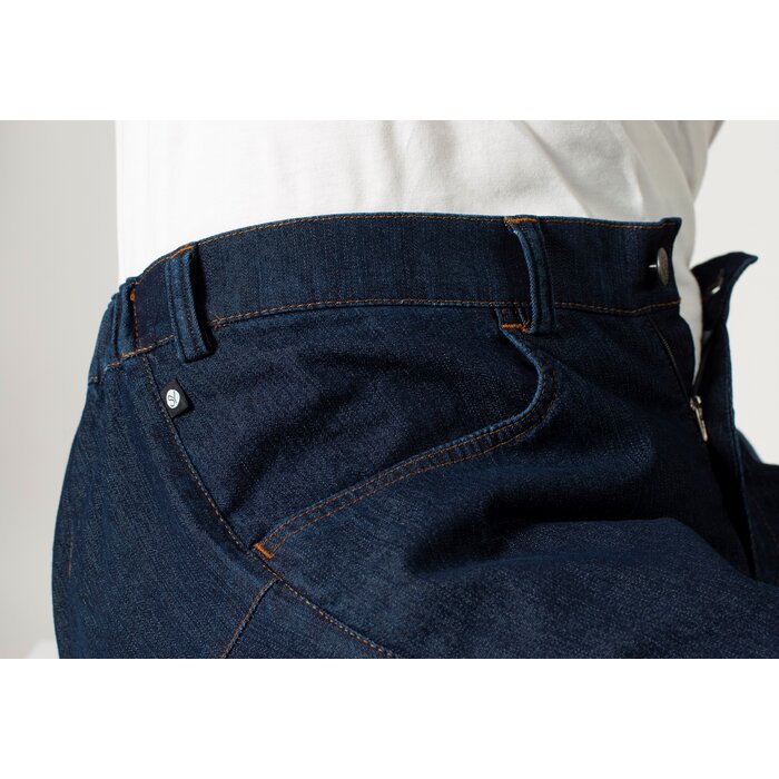 Pantalon pour fauteuil roulant avec bouton et fermeture éclair profonde - jeans foncés