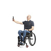 Wheelchair trousers with button and deep zipper - blue jeans