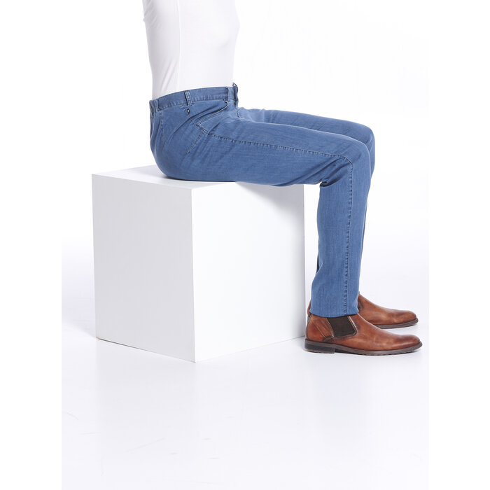 Pantalon pour fauteuil roulant avec bouton et fermeture éclair profonde - jean bleu