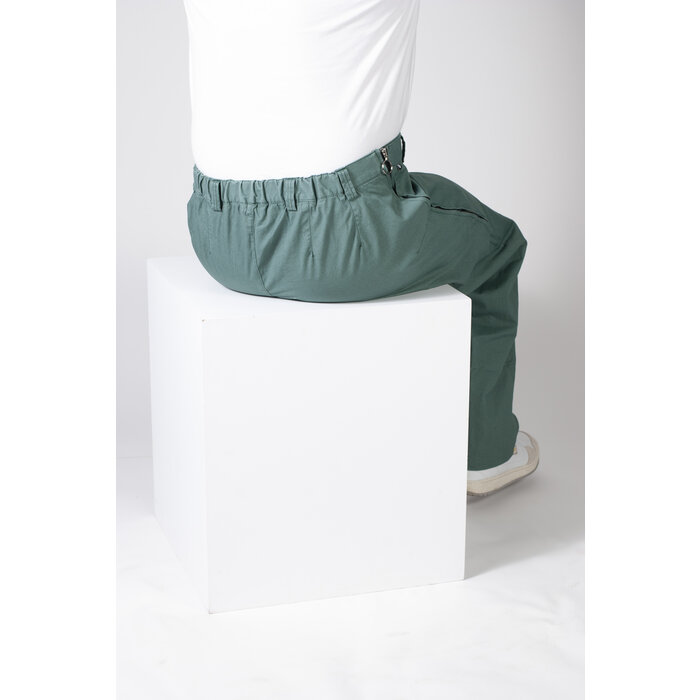 Pantalon pour fauteuil roulant avec fermetures éclair latérales - coton vert