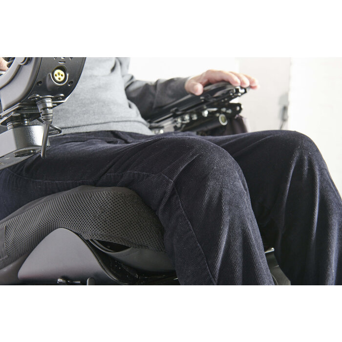 Wheelchair trousers with deep zipper - navy corduroy