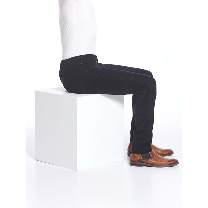Wheelchair trousers with deep zipper - navy corduroy