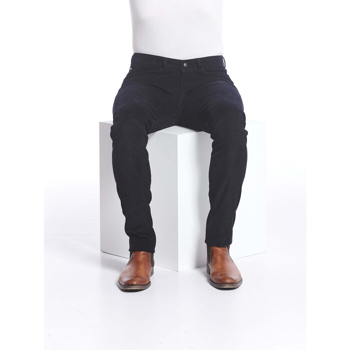 Wheelchair trousers with deep zipper - navy corduroy