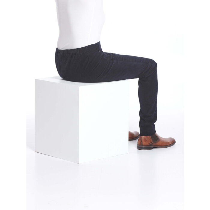 Wheelchair trousers with deep zipper - navy corduroy