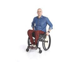Wheelchair trousers with deep zipper - burgundy cotton