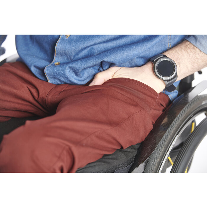 Pantalon pour fauteuil roulant avec fermeture éclair profonde - coton bordeaux