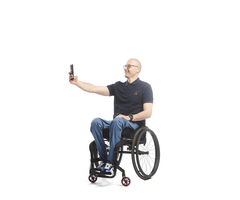 Wheelchair trousers with deep zipper and hook-and-eye closure - blue jeans