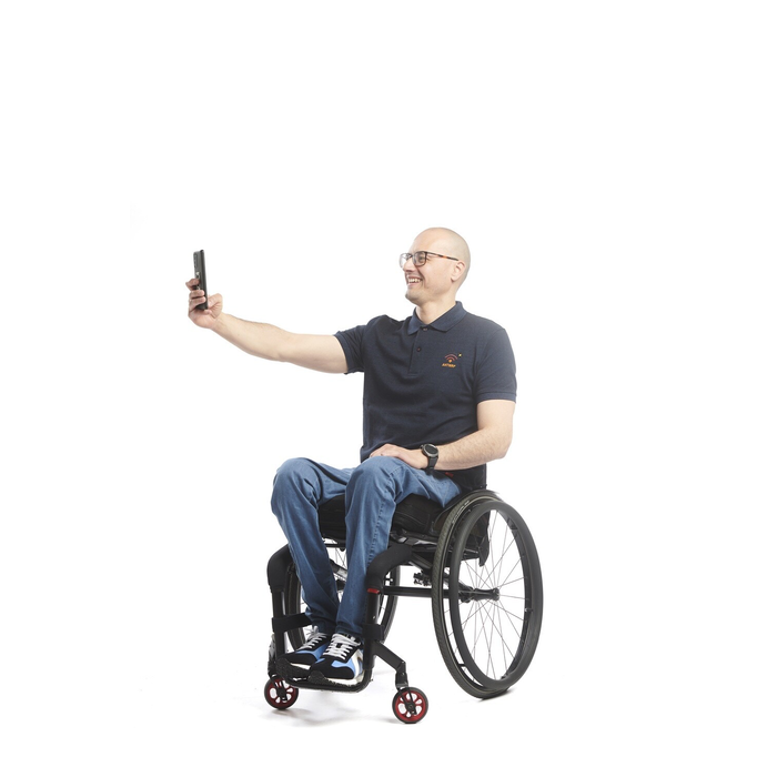 Wheelchair trousers with deep zipper and hook-and-eye closure - blue jeans