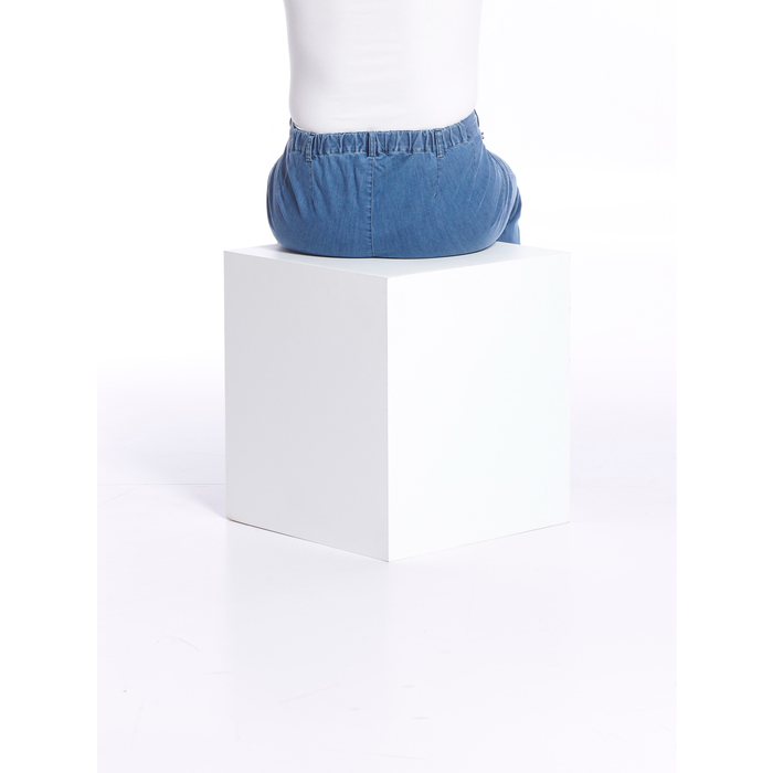 Wheelchair trousers with deep zipper and hook-and-eye closure - blue jeans