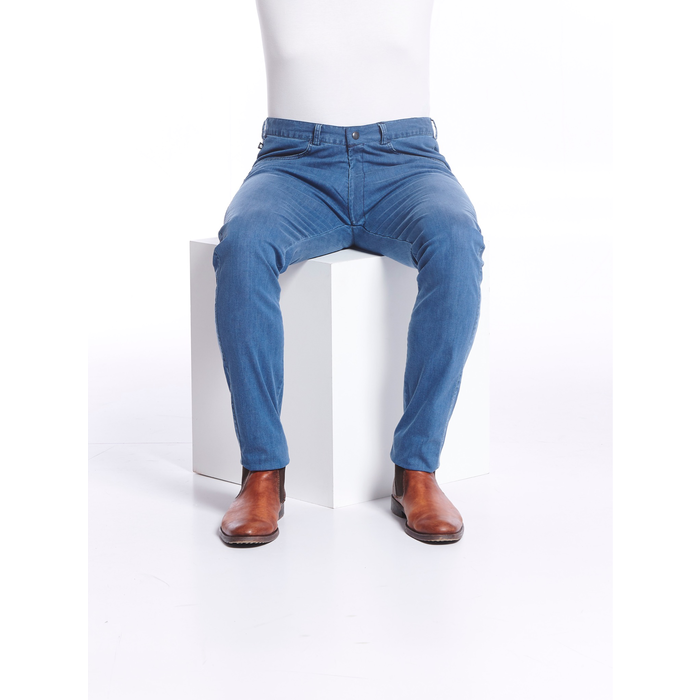 Wheelchair trousers with deep zipper and hook-and-eye closure - blue jeans