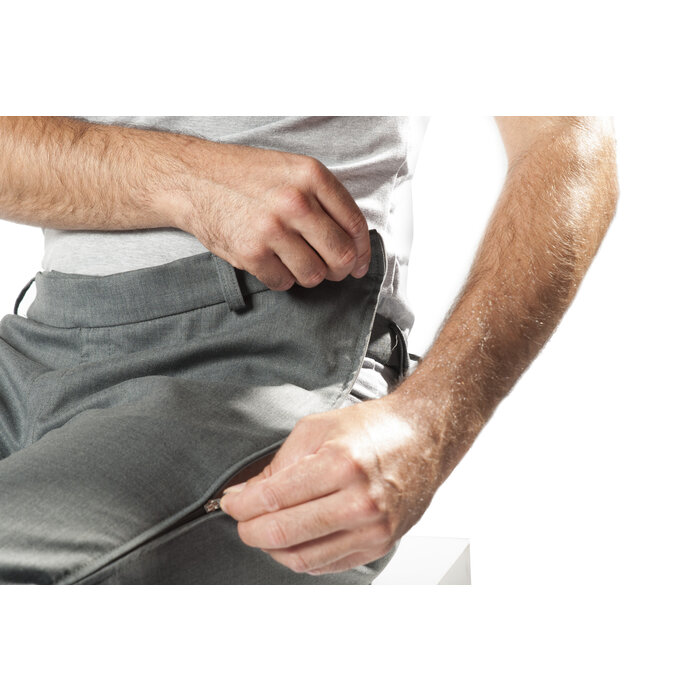 Wheelchair trousers with side zippers - gray wool
