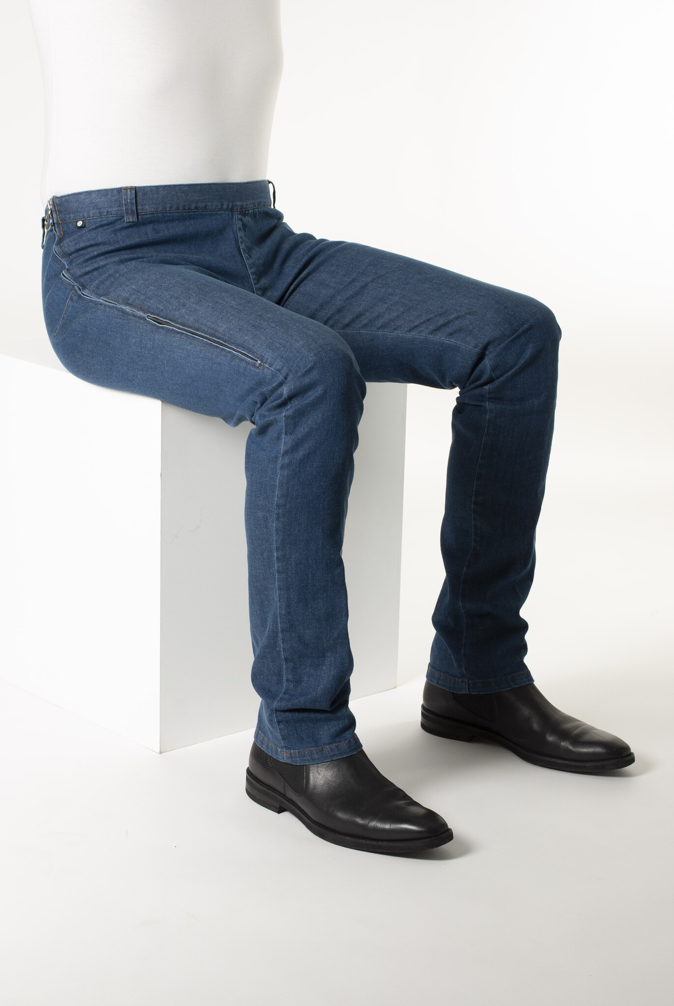 Rolstoelbroek met zijritsen - blauwe jeans