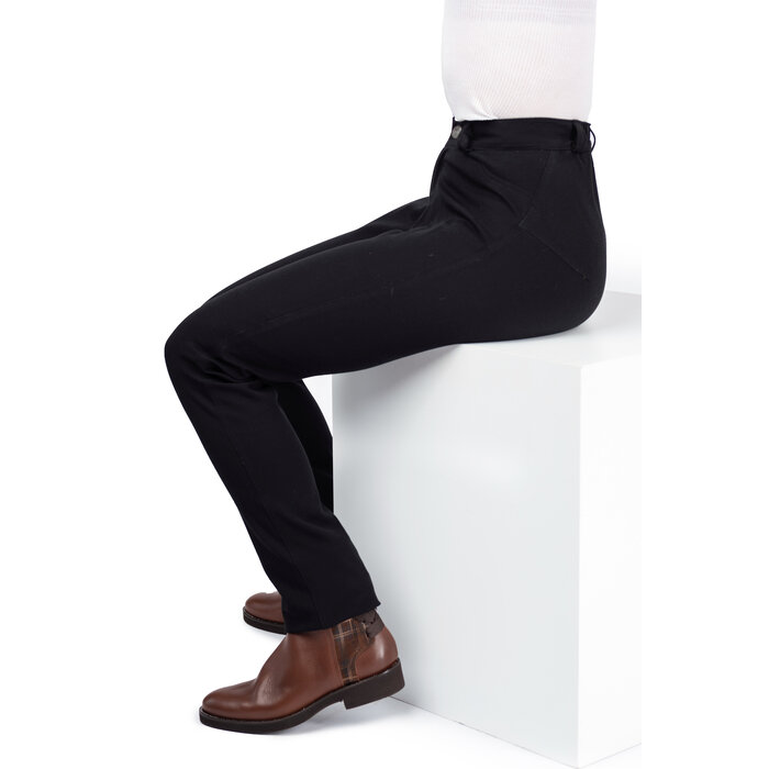 Deep zipper seat pants - black