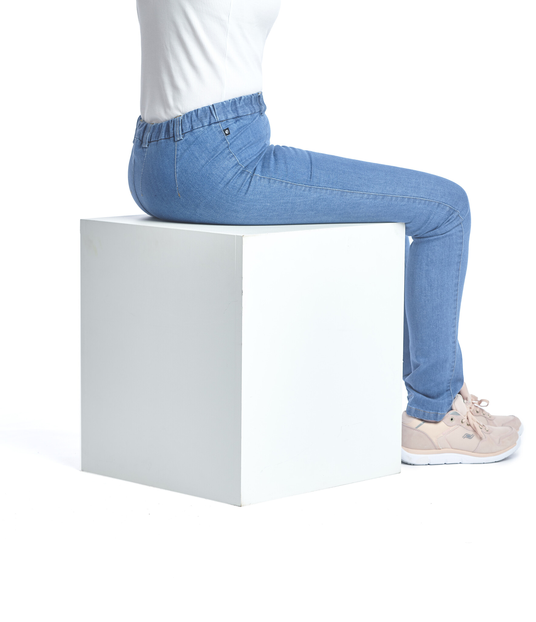 Wheelchair pants on elastic - blue jeans