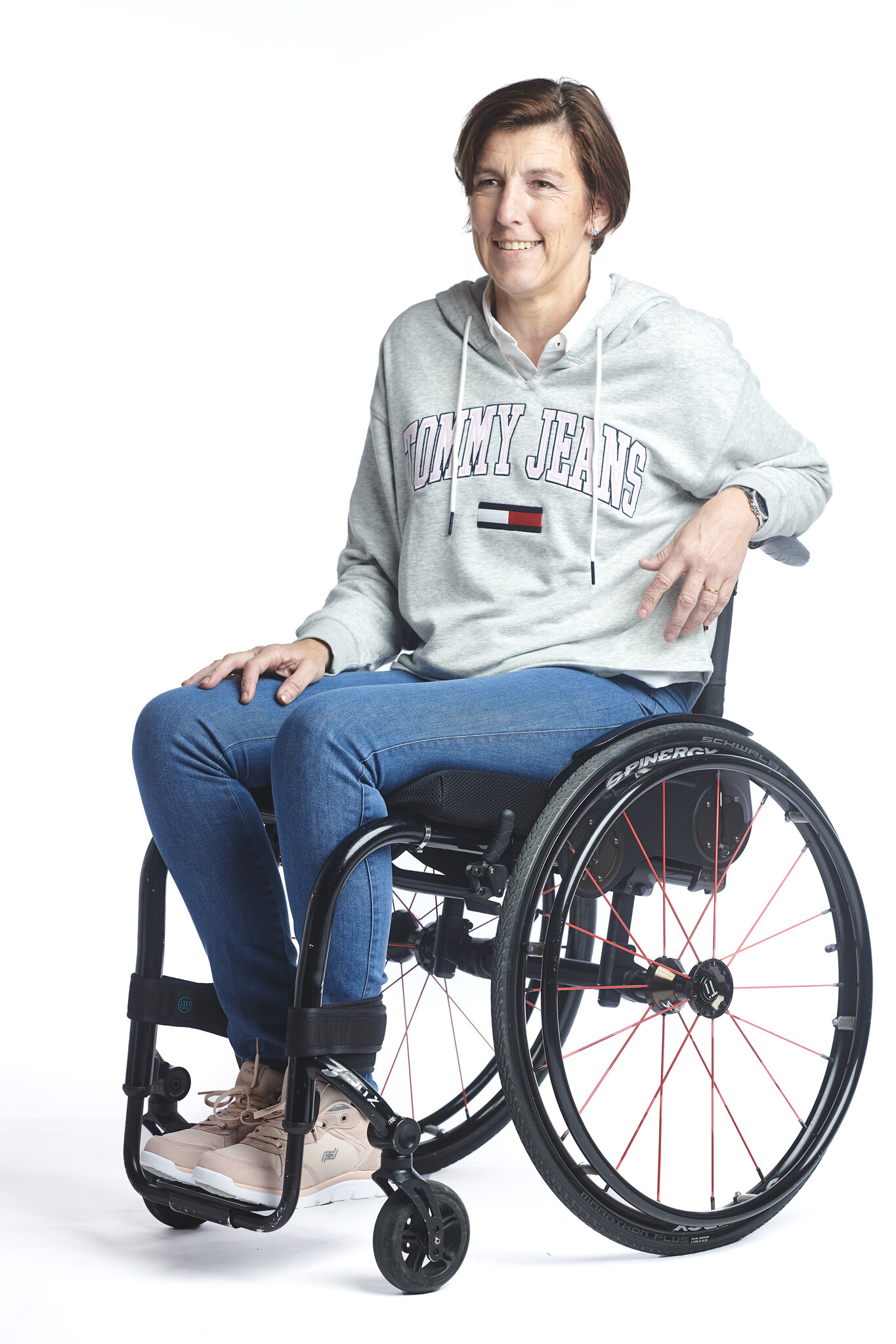 Wheelchair pants on elastic - blue jeans