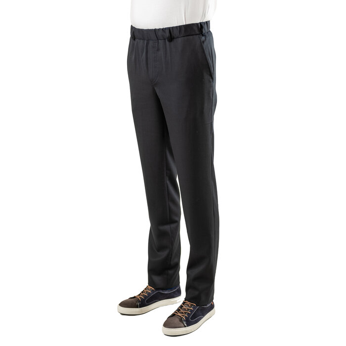 Trousers with elastic - navy wool