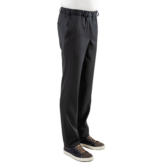 Trousers with elastic - navy wool