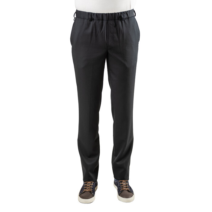 Trousers with elastic - navy wool