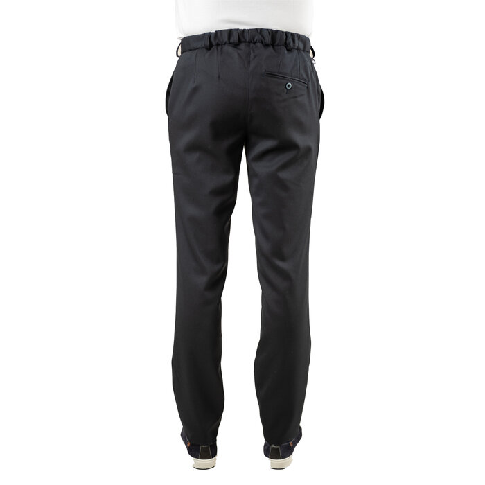 Trousers with elastic - navy wool