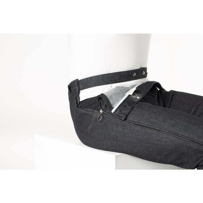 Rolstoelbroek met zijritsen - donkere jeans