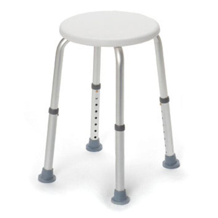 Tabouret de douche, réglable en hauteur, blanc
