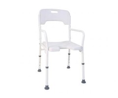 Adjustable height shower chair with armrests - foldable