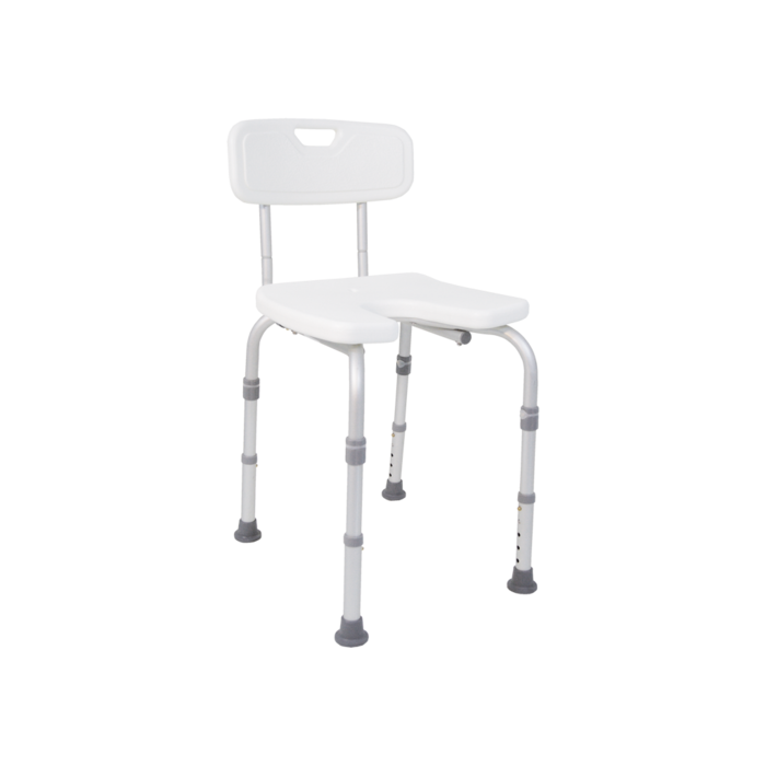 Douchestoel, regelbare hoogte, met uitsparing