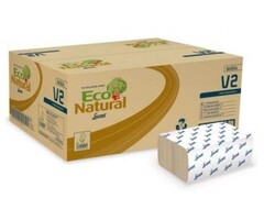 Serviettes Econatural pliées en V - Boîte de 3800