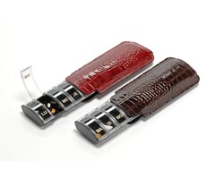 Luxury pill box with leather pouch