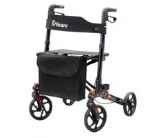 Déambulateur GCare Advance 4 roues, pliable, aluminium noir