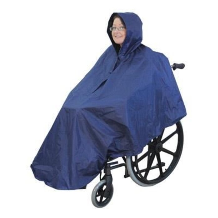 Poncho pour fauteuil roulant.