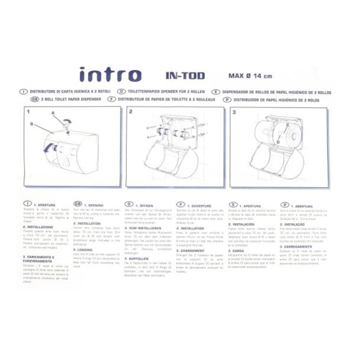 Double séparateur horizontal en plastique pour papier toilette.