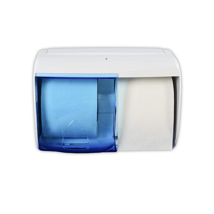 Double séparateur horizontal en plastique pour papier toilette.
