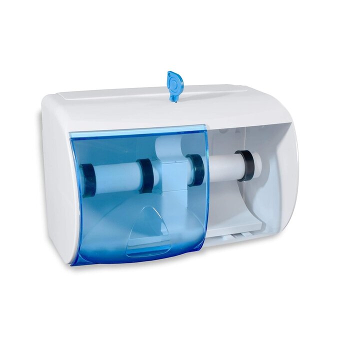 Double séparateur horizontal en plastique pour papier toilette.