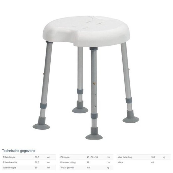 Shower stool with recess at the front