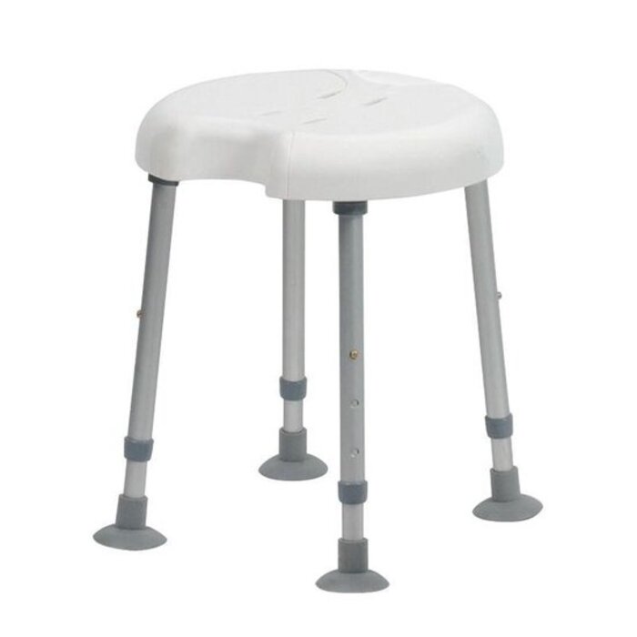Shower stool with recess at the front
