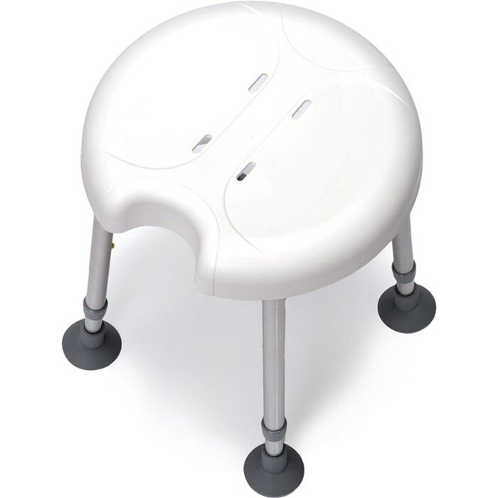 Shower stool with recess at the front