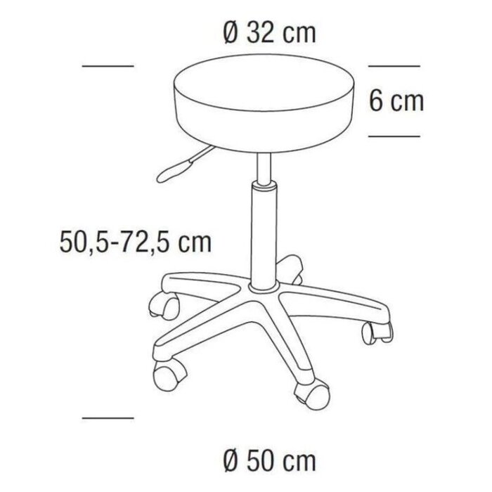 Rivoli swivel stool, adjustable height, 5 legs, black.