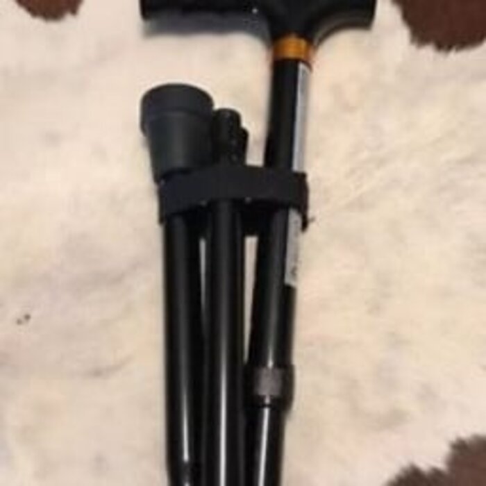 Lightweight aluminum walking stick black - foldable, length 84 - 94 cm