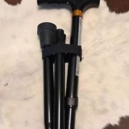 Canne de marche légère en aluminium noir - pliable, longueur 84 - 94 cm