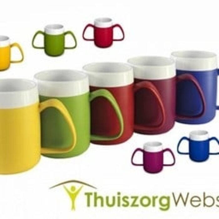 Insulating cup with ergonomic handle