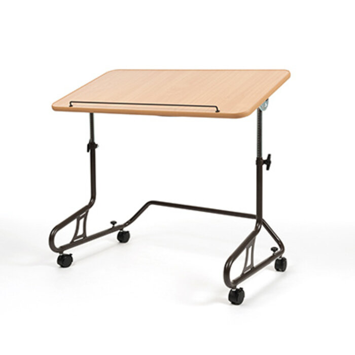 Inclinable table on wheels