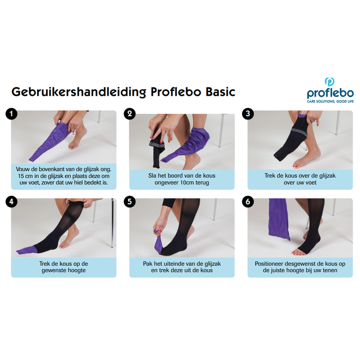 Proflebo Classic - aantrekhulp compressiekousen open teen